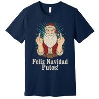 Flip Off Santa Claus Christmas Middle Finger Feliz Navidad Premium T-Shirt