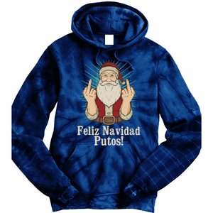 Flip Off Santa Claus Christmas Middle Finger Feliz Navidad Tie Dye Hoodie