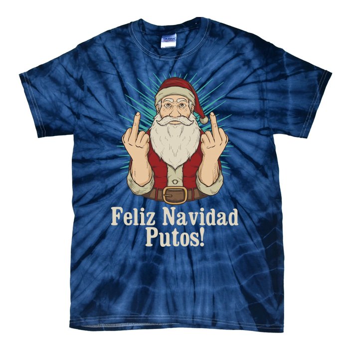 Flip Off Santa Claus Christmas Middle Finger Feliz Navidad Tie-Dye T-Shirt