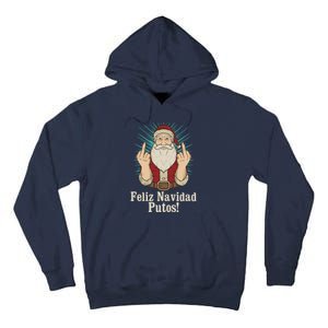 Flip Off Santa Claus Christmas Middle Finger Feliz Navidad Tall Hoodie