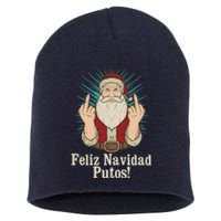 Flip Off Santa Claus Christmas Middle Finger Feliz Navidad Short Acrylic Beanie