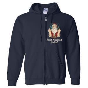 Flip Off Santa Claus Christmas Middle Finger Feliz Navidad Full Zip Hoodie