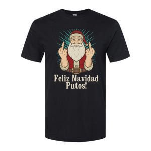 Flip Off Santa Claus Christmas Middle Finger Feliz Navidad Softstyle CVC T-Shirt