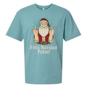 Flip Off Santa Claus Christmas Middle Finger Feliz Navidad Sueded Cloud Jersey T-Shirt