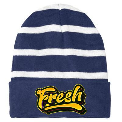 Fresh Old School Graffiti Style Funny Graffiti Graphic Striped Beanie with Solid Band