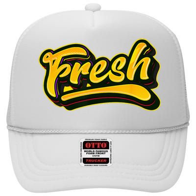 Fresh Old School Graffiti Style Funny Graffiti Graphic High Crown Mesh Back Trucker Hat