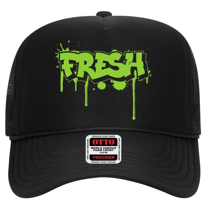 Fresh Old Schoolgraffiti Style  Funnygraffiti Graphic High Crown Mesh Back Trucker Hat