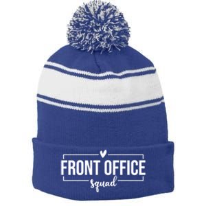 Front Office Squad Administrative Assistant School Secretary Gift Stripe Pom Pom Beanie