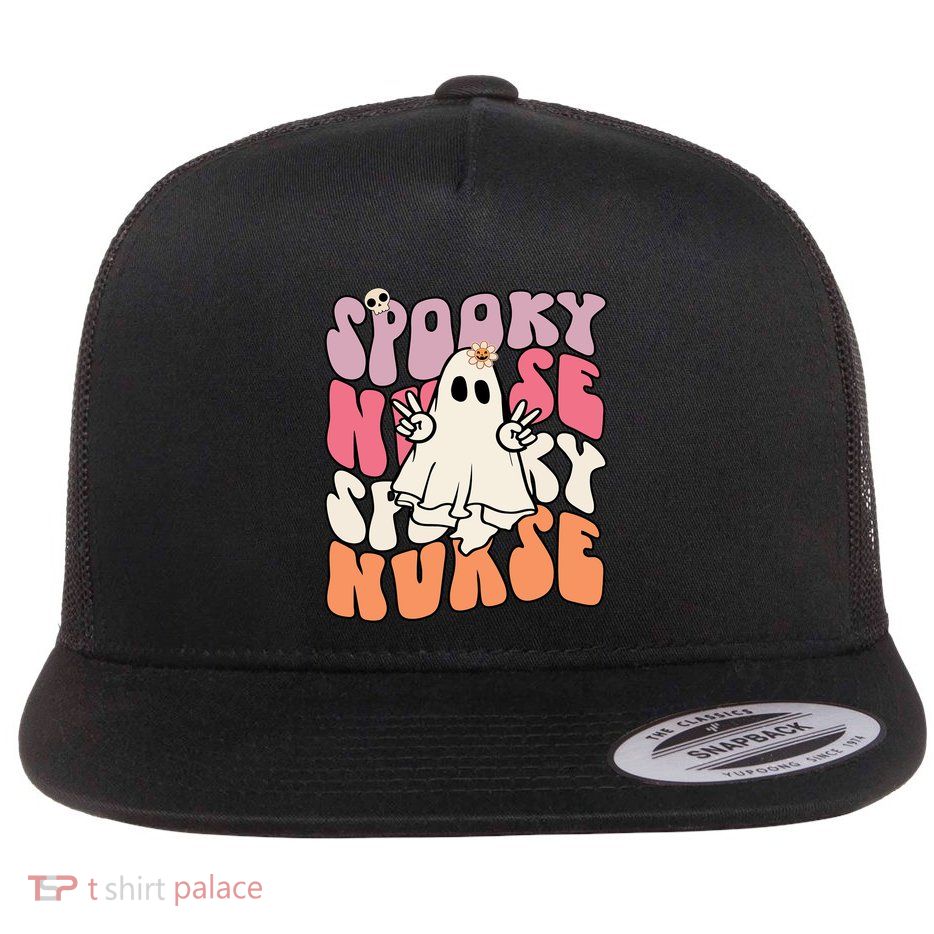 Funny One Spooky Nurse Halloween Nurse Squad Boo Boo Crew Gift Flatbill Hat