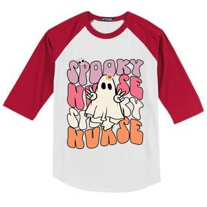 Funny One Spooky Nurse Halloween Nurse Squad Boo Boo Crew Gift Kids Colorblock Raglan Jersey