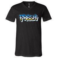 Fresh Old School Graffiti Style Funny Graffiti Graphic V-Neck T-Shirt