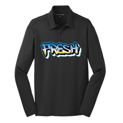 Fresh Old School Graffiti Style Funny Graffiti Graphic Silk Touch Performance Long Sleeve Polo