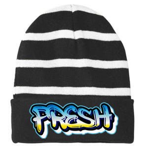 Fresh Old School Graffiti Style Funny Graffiti Graphic Striped Beanie with Solid Band