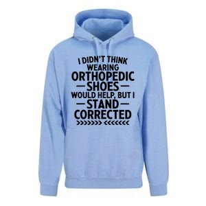 Funny Orthopedic Shoes Quote Stand Corrected Dad Joke Pun Gift Unisex Surf Hoodie