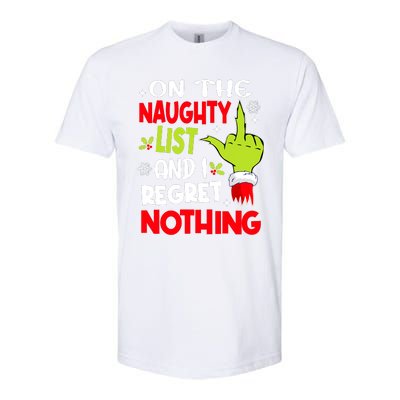 Funny On The List Of Naughty And I Regret Nothing Christmas Softstyle® CVC T-Shirt