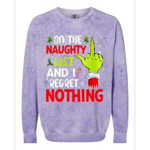 Funny On The List Of Naughty And I Regret Nothing Christmas Colorblast Crewneck Sweatshirt