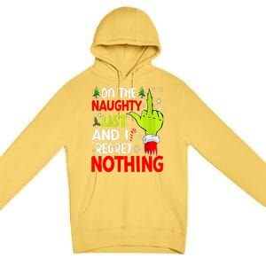 Funny On The List Of Naughty And I Regret Nothing Christmas Premium Pullover Hoodie