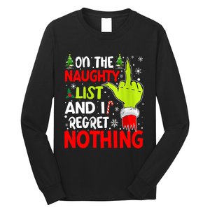 Funny On The List Of Naughty And I Regret Nothing Christmas Long Sleeve Shirt