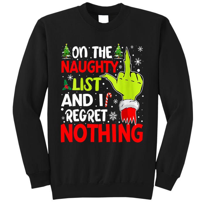 Funny On The List Of Naughty And I Regret Nothing Christmas Sweatshirt