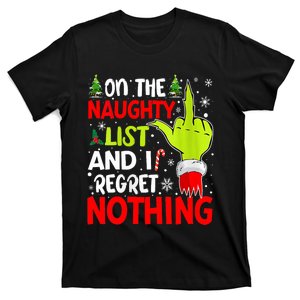 Funny On The List Of Naughty And I Regret Nothing Christmas T-Shirt