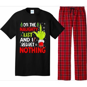 Funny On The List Of Naughty And I Regret Nothing Christmas Pajama Set