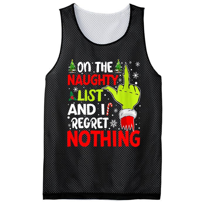 Funny On The List Of Naughty And I Regret Nothing Christmas Mesh Reversible Basketball Jersey Tank