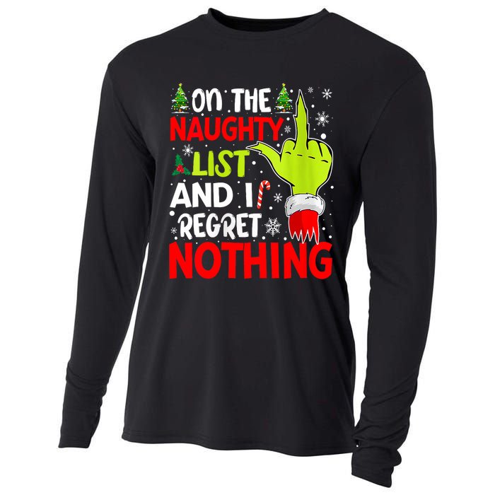 Funny On The List Of Naughty And I Regret Nothing Christmas Cooling Performance Long Sleeve Crew