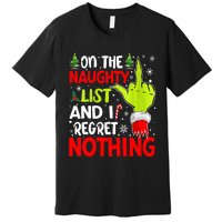 Funny On The List Of Naughty And I Regret Nothing Christmas Premium T-Shirt