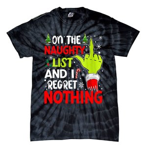 Funny On The List Of Naughty And I Regret Nothing Christmas Tie-Dye T-Shirt