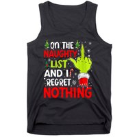 Funny On The List Of Naughty And I Regret Nothing Christmas Tank Top