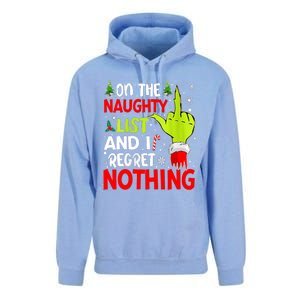 Funny On The List Of Naughty And I Regret Nothing Christmas Unisex Surf Hoodie