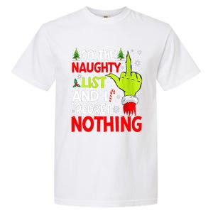 Funny On The List Of Naughty And I Regret Nothing Christmas Garment-Dyed Heavyweight T-Shirt