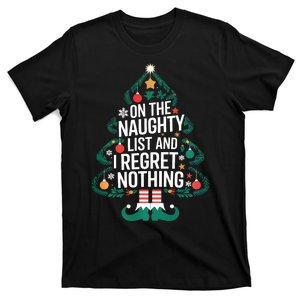 Funny On The List Of Naughty And I Regret Nothing Christmas T-Shirt