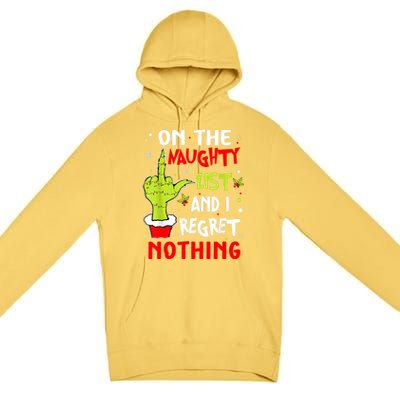 Funny On The List Of Naughty And I Regret Nothing Christmas Premium Pullover Hoodie