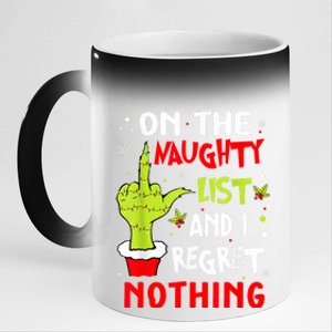 Funny On The List Of Naughty And I Regret Nothing Christmas 11oz Black Color Changing Mug