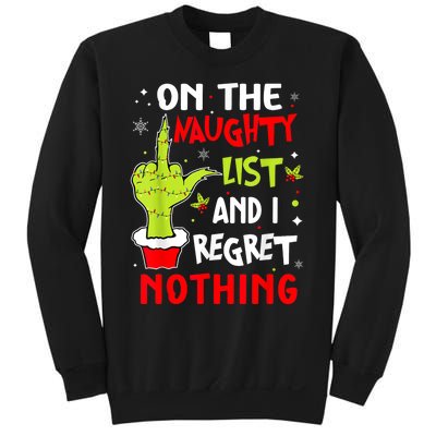 Funny On The List Of Naughty And I Regret Nothing Christmas Sweatshirt