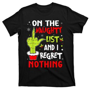 Funny On The List Of Naughty And I Regret Nothing Christmas T-Shirt