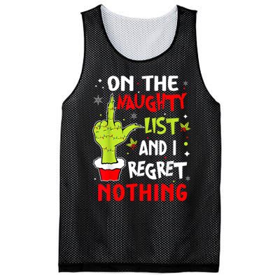 Funny On The List Of Naughty And I Regret Nothing Christmas Mesh Reversible Basketball Jersey Tank