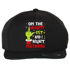 Funny On The List Of Naughty And I Regret Nothing Christmas Wool Snapback Cap