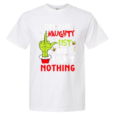 Funny On The List Of Naughty And I Regret Nothing Christmas Garment-Dyed Heavyweight T-Shirt