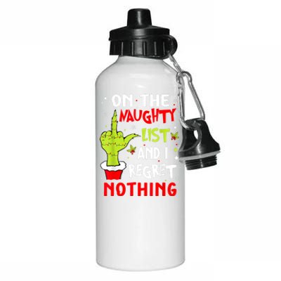 Funny On The List Of Naughty And I Regret Nothing Christmas Aluminum Water Bottle