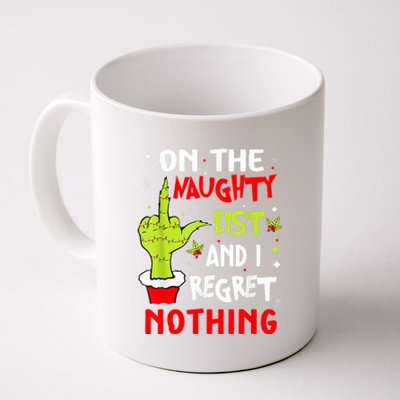 Funny On The List Of Naughty And I Regret Nothing Christmas Coffee Mug