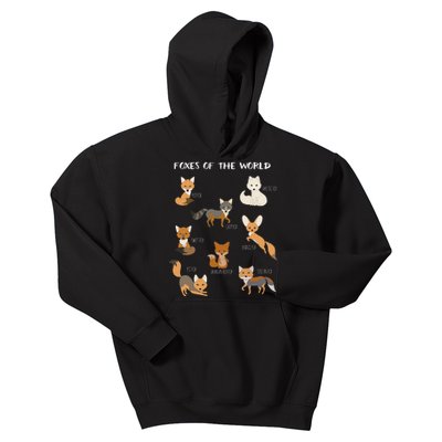 Foxes Of The World Funny Fox Animals Educational Kids Hoodie