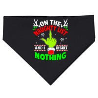 Funny On The List Of Naughty And I Regret Nothing Christmas USA-Made Doggie Bandana