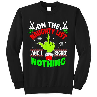 Funny On The List Of Naughty And I Regret Nothing Christmas Sweatshirt