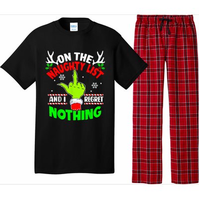 Funny On The List Of Naughty And I Regret Nothing Christmas Pajama Set