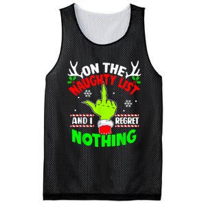 Funny On The List Of Naughty And I Regret Nothing Christmas Mesh Reversible Basketball Jersey Tank