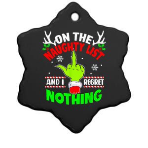 Funny On The List Of Naughty And I Regret Nothing Christmas Ceramic Star Ornament