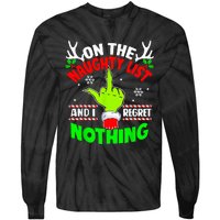 Funny On The List Of Naughty And I Regret Nothing Christmas Tie-Dye Long Sleeve Shirt