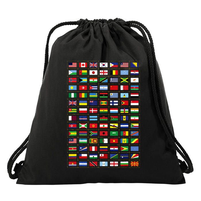 Flags Of The Countries Of The World International Earth Day Drawstring Bag